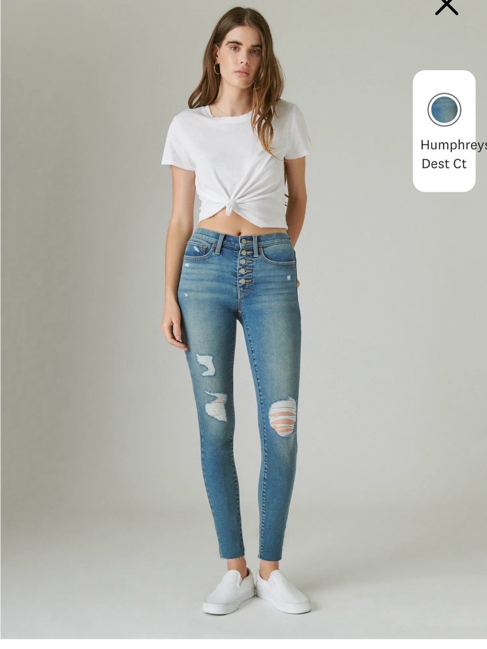 Lucky Jean High-Rise Distressed Skinny Jeans - Blue